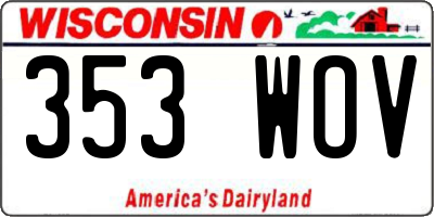 WI license plate 353WOV
