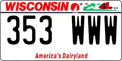 WI license plate 353WWW