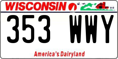 WI license plate 353WWY