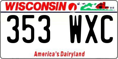 WI license plate 353WXC