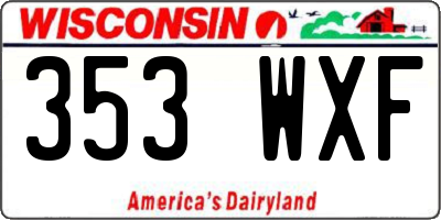 WI license plate 353WXF