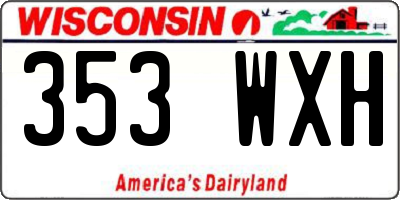 WI license plate 353WXH