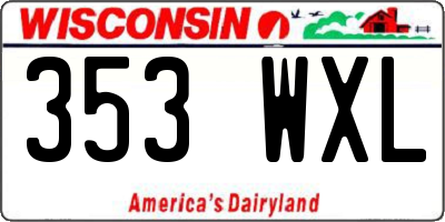 WI license plate 353WXL