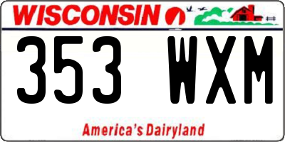 WI license plate 353WXM