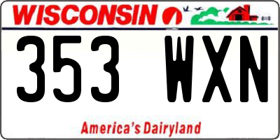 WI license plate 353WXN