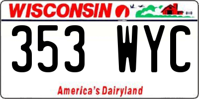 WI license plate 353WYC
