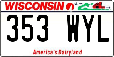 WI license plate 353WYL