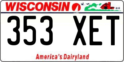 WI license plate 353XET