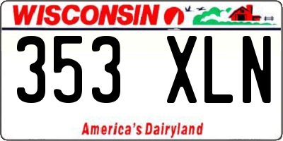 WI license plate 353XLN