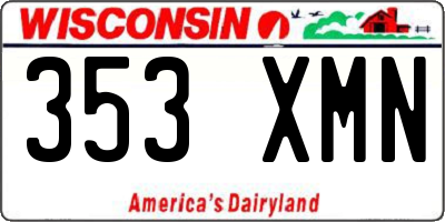 WI license plate 353XMN