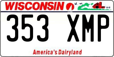 WI license plate 353XMP