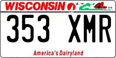 WI license plate 353XMR