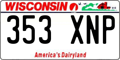 WI license plate 353XNP