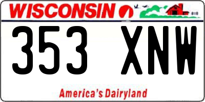 WI license plate 353XNW