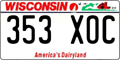 WI license plate 353XOC