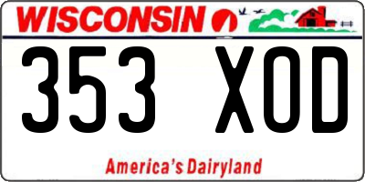 WI license plate 353XOD