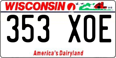 WI license plate 353XOE
