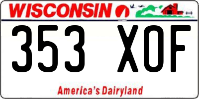 WI license plate 353XOF
