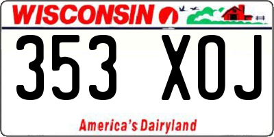 WI license plate 353XOJ