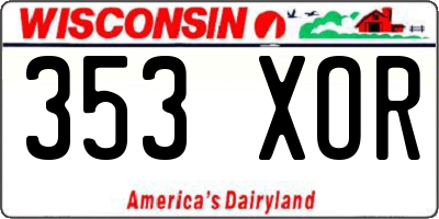 WI license plate 353XOR