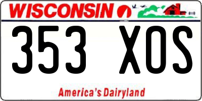 WI license plate 353XOS