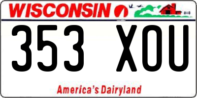 WI license plate 353XOU