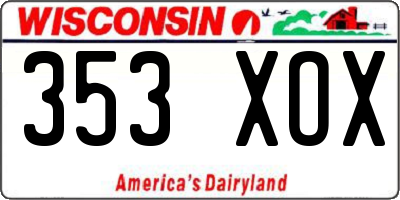 WI license plate 353XOX