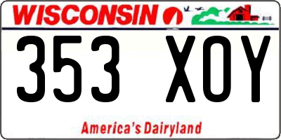 WI license plate 353XOY
