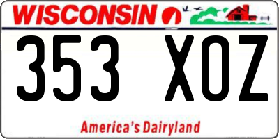 WI license plate 353XOZ