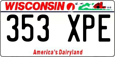 WI license plate 353XPE