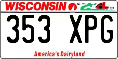 WI license plate 353XPG