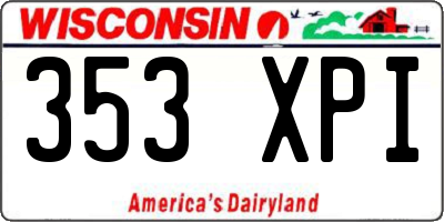 WI license plate 353XPI