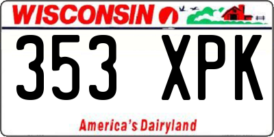 WI license plate 353XPK