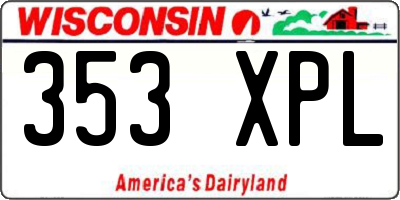 WI license plate 353XPL
