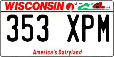 WI license plate 353XPM