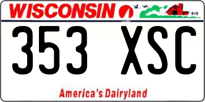 WI license plate 353XSC