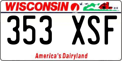 WI license plate 353XSF