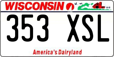 WI license plate 353XSL