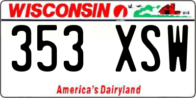 WI license plate 353XSW