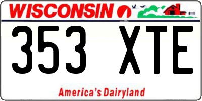 WI license plate 353XTE