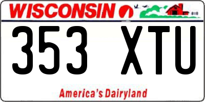 WI license plate 353XTU