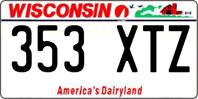 WI license plate 353XTZ
