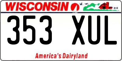 WI license plate 353XUL