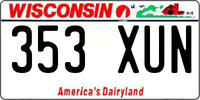 WI license plate 353XUN