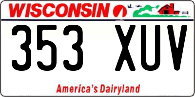 WI license plate 353XUV