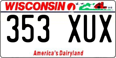 WI license plate 353XUX