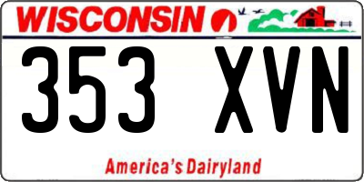 WI license plate 353XVN