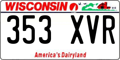 WI license plate 353XVR