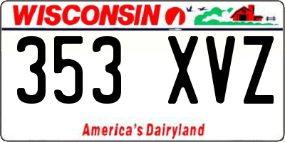 WI license plate 353XVZ