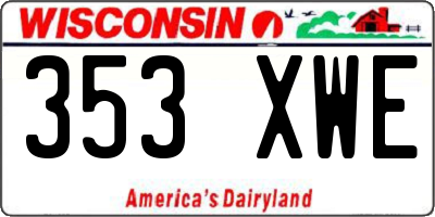 WI license plate 353XWE
